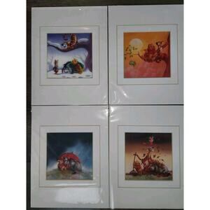 Lot 4 Winnie the Pooh Seasons Matted Art Prints 11x8 Disney Tigger Piglet Eeyore